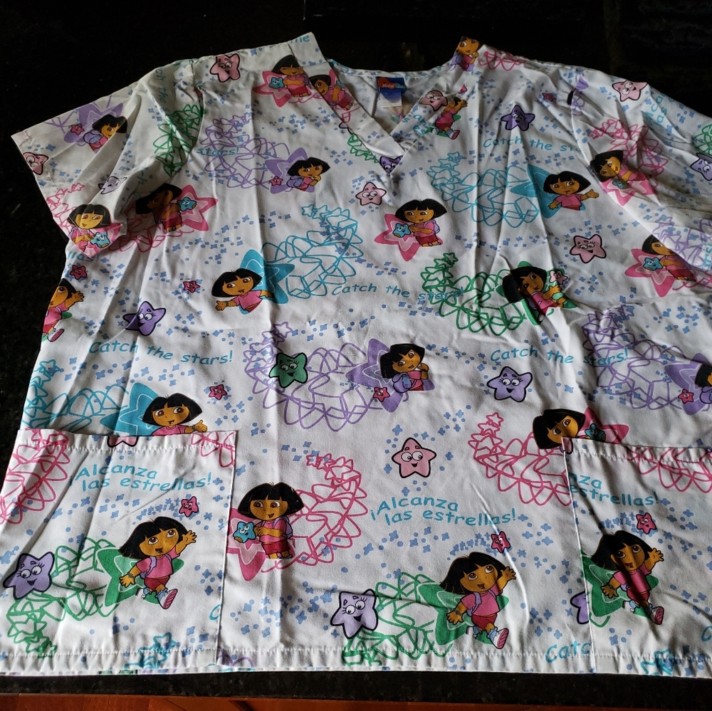 Nickelodeon Women's Scrub Top Size 2 X-Large Dora